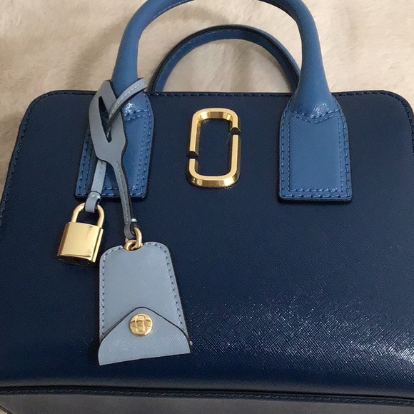 🆕 MARC JACOBS Little Big Shot Mini Tote Handle/Crossbody Bag Blue Sea Multi - Picture 8 of 16